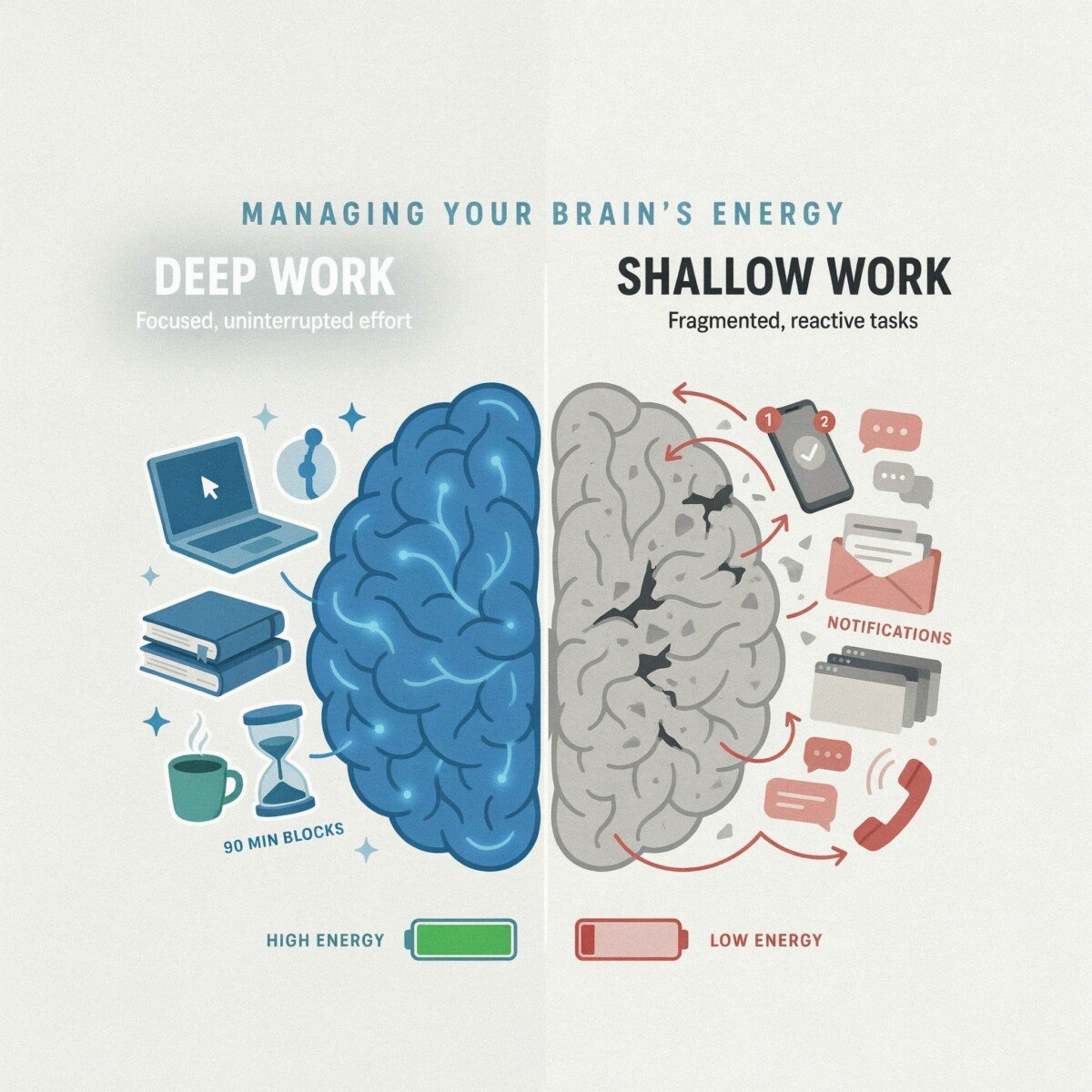 Deep Work vs. Shallow Work: Managing Your Brain’s Energy